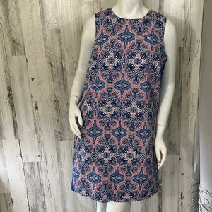 #E7- womens blue patterned dress size 2 TABITHA WEBB